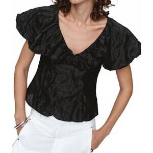 NEW MARLE andre textured ruffle top in black
